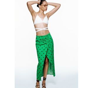 LINEN BLEND POLKA DOT SKIRT